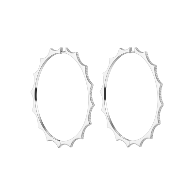 Серьги Parthenon, белое золото 18 карат, бриллианты, 2 мм, размер XLarge