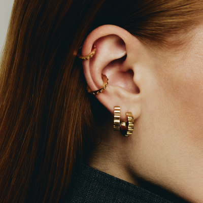 Серьга-пирсинг Memphis, желтое золото 18 карат, 1мм (размеры S,M)