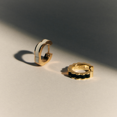 Серьга-пирсинг Ducale, розовое золото 18 карат, эмаль, 3 мм, размер Small