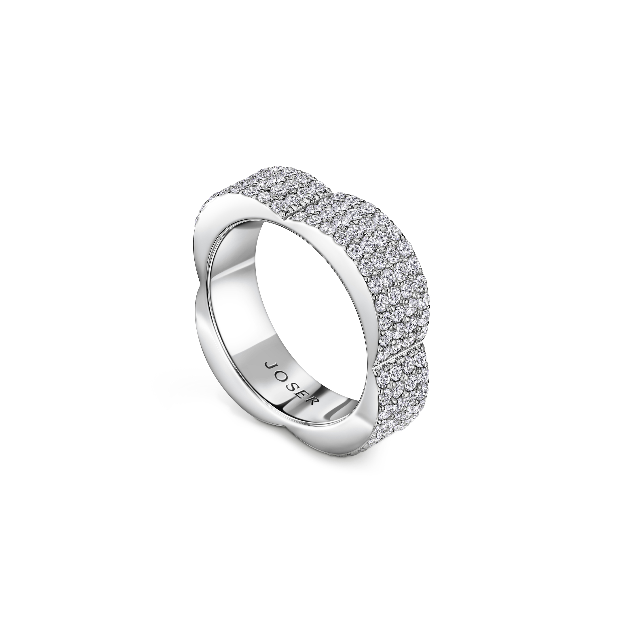 Ducale ring, 18K white gold, diamonds, 6 mm